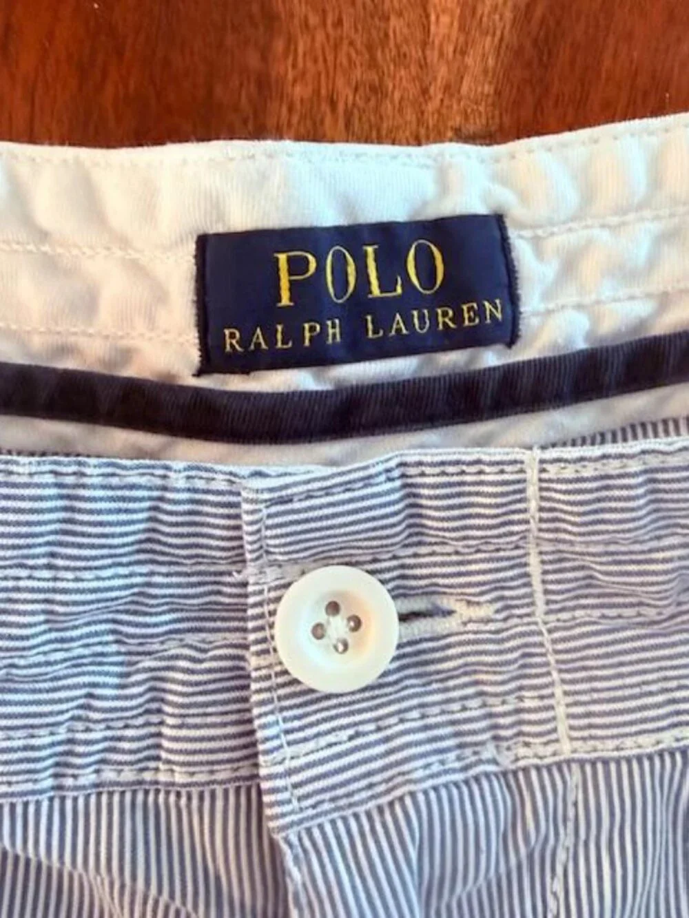 VTG EUC Polo Ralph Lauren 38 Gellar Hickory Railroad Stripe Cargo Shorts Size 38